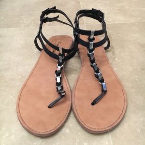 Black and Silver Strap Sandals